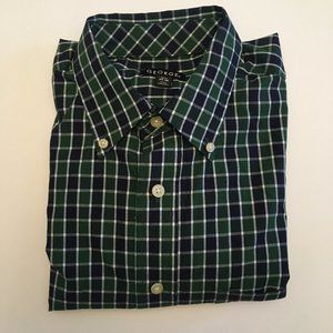 George Green Blue Plaid Button Down Shirt